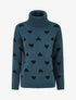 Pull col roulé à imprimé coeurs - Bleu canard - 4