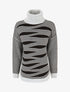 Pull col roulé à imprimé graphique - Gris - 1