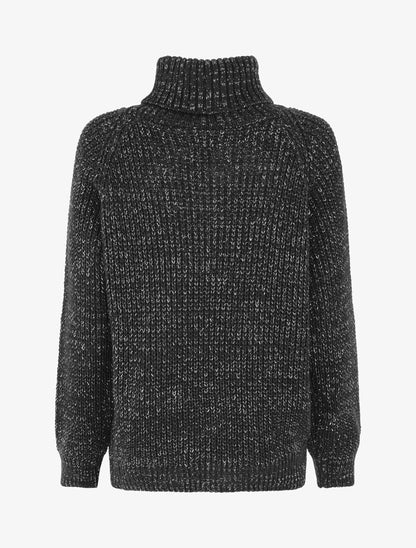 Pull uni en maille irisé - Noir - 2
