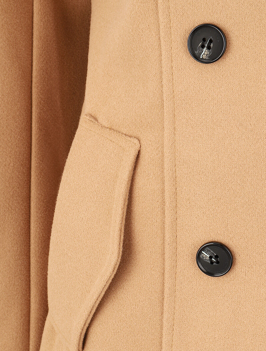 Manteau uni à col cranté stylisé - Camel - 3