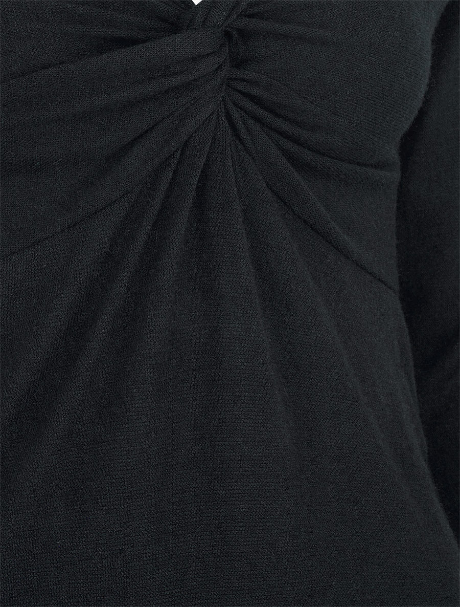 Pull fin à col V stylisé - Noir - 3