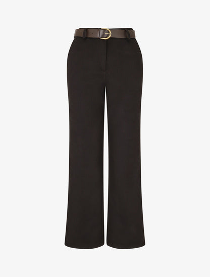 Pantalon épais uni coupe droite - Noir - 4