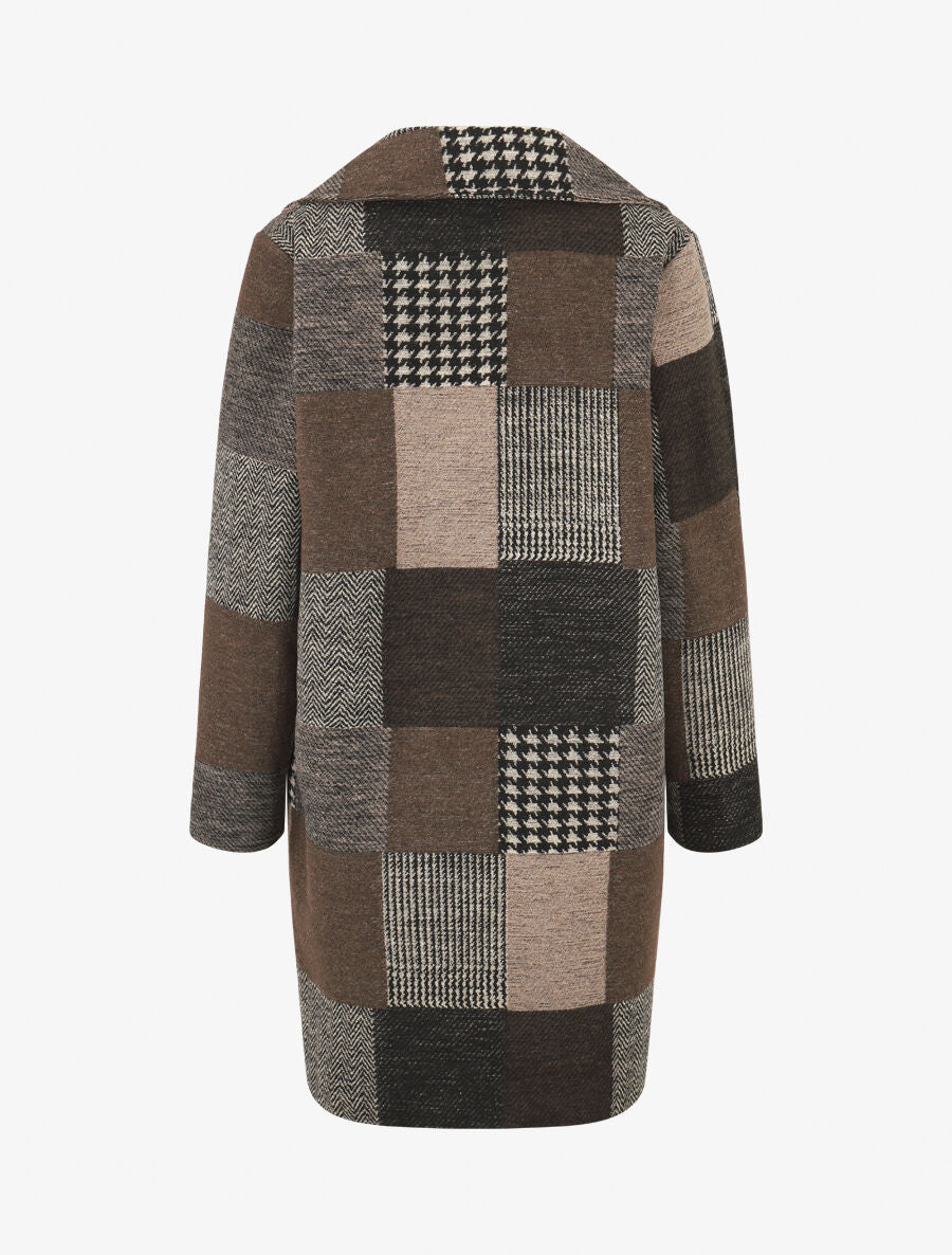 Manteau long imprimé patchwork - Marron - 2