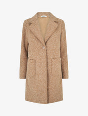 Manteau long uni duveteux - Camel - 4