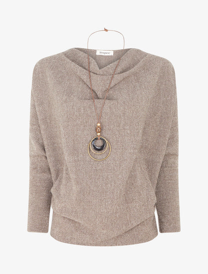 Pull côtelé et irisé - Taupe - 1