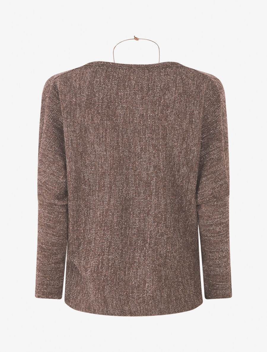 Pull côtelé et irisé - Marron - 2