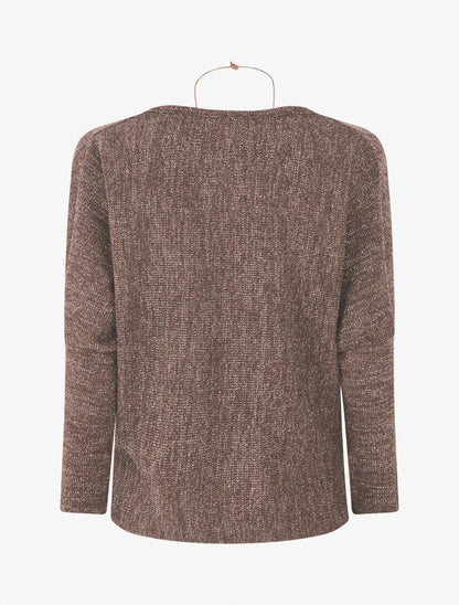 Pull côtelé et irisé - Marron - 2
