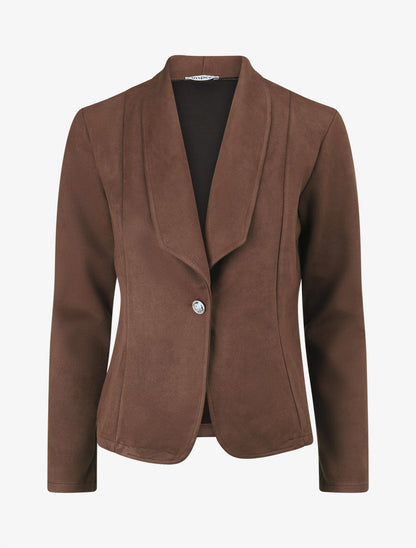 Veste en suédine col tailleur - Marron - 1