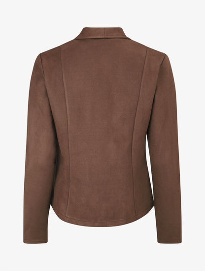 Veste en suédine col tailleur - Marron - 2