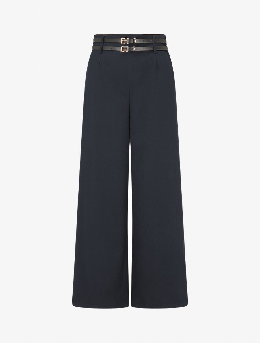 Pantalon droit à double passants - Marine - 4