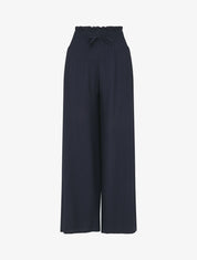 Pantalon fluide et texturé à taille haute - Marine - 4