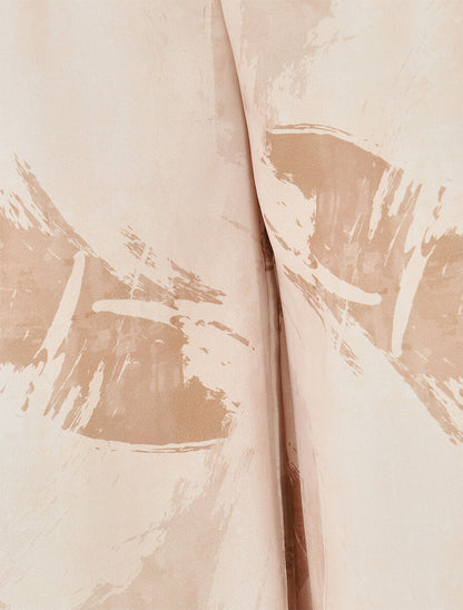 Pantalon fluide élastiqué imprimé abstrait - Camel - 3
