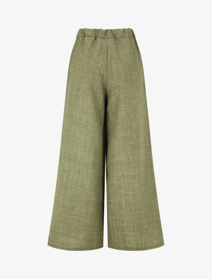 Pantalon uni effet lin - Kaki - 2
