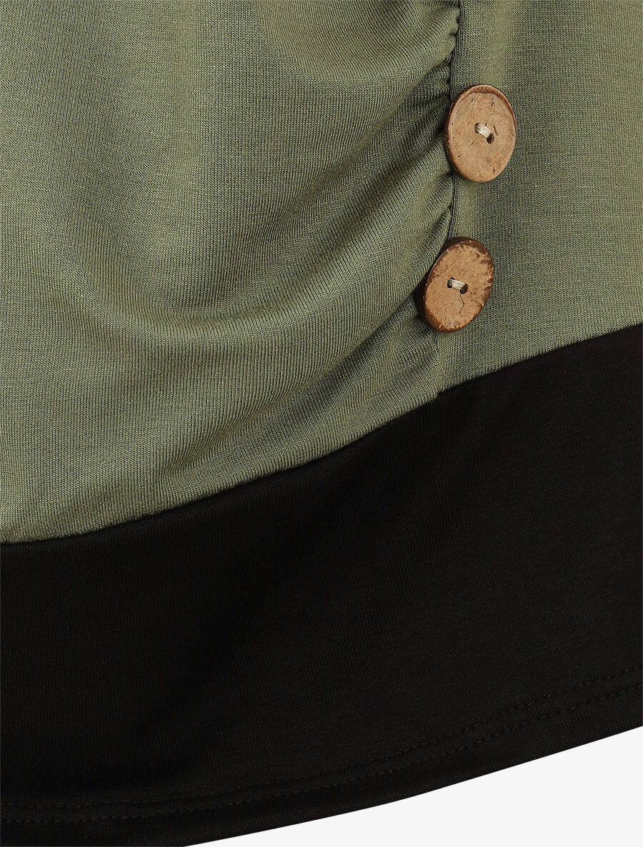 Top effet superposé à boutons - Kaki - 3