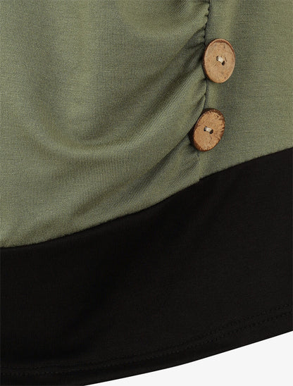 Top effet superposé à boutons - Kaki - 3