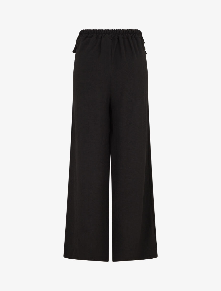 Pantalon ample taille haute à boutons - Noir - 2