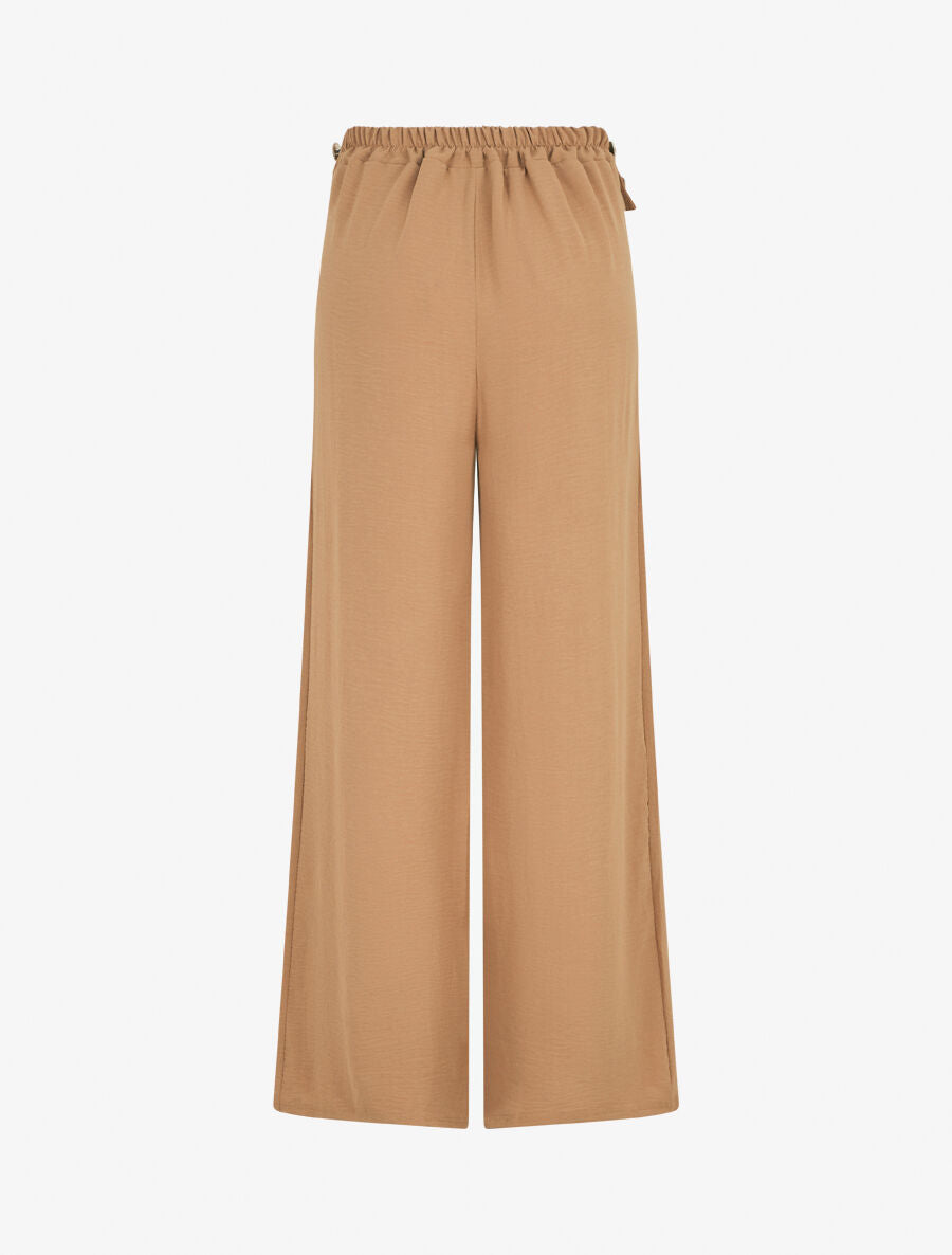 Pantalon ample taille haute à boutons - Camel - 2