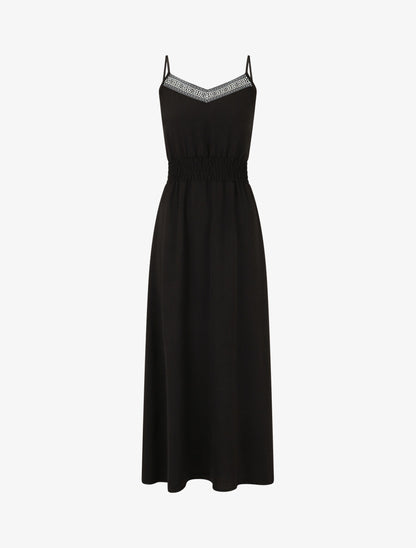 Robe unie élastiquée - Noir - 1