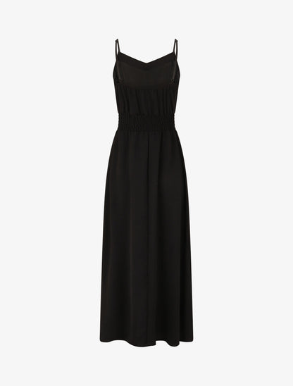 Robe unie élastiquée - Noir - 2