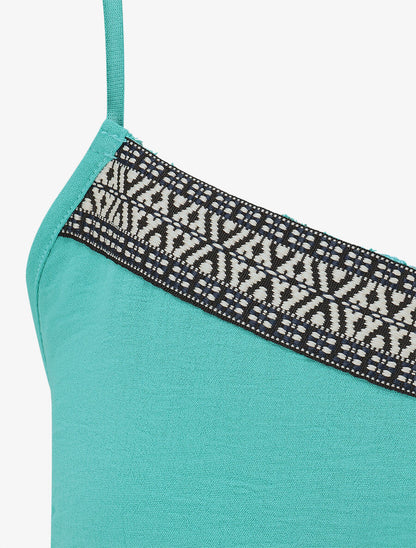 Robe unie élastiquée - Turquoise - 3