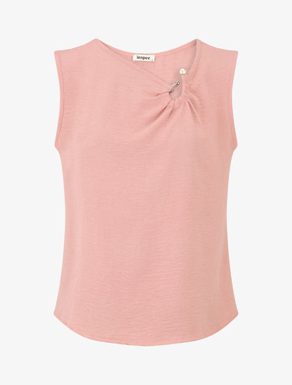 Top sans manches à col asymétrique - Rose - 1