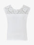 Top droit sans manches col en dentelle - Blanc - 1