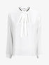 Blouse droite col lavallière fantaisie et manches longues - Blanc - 1