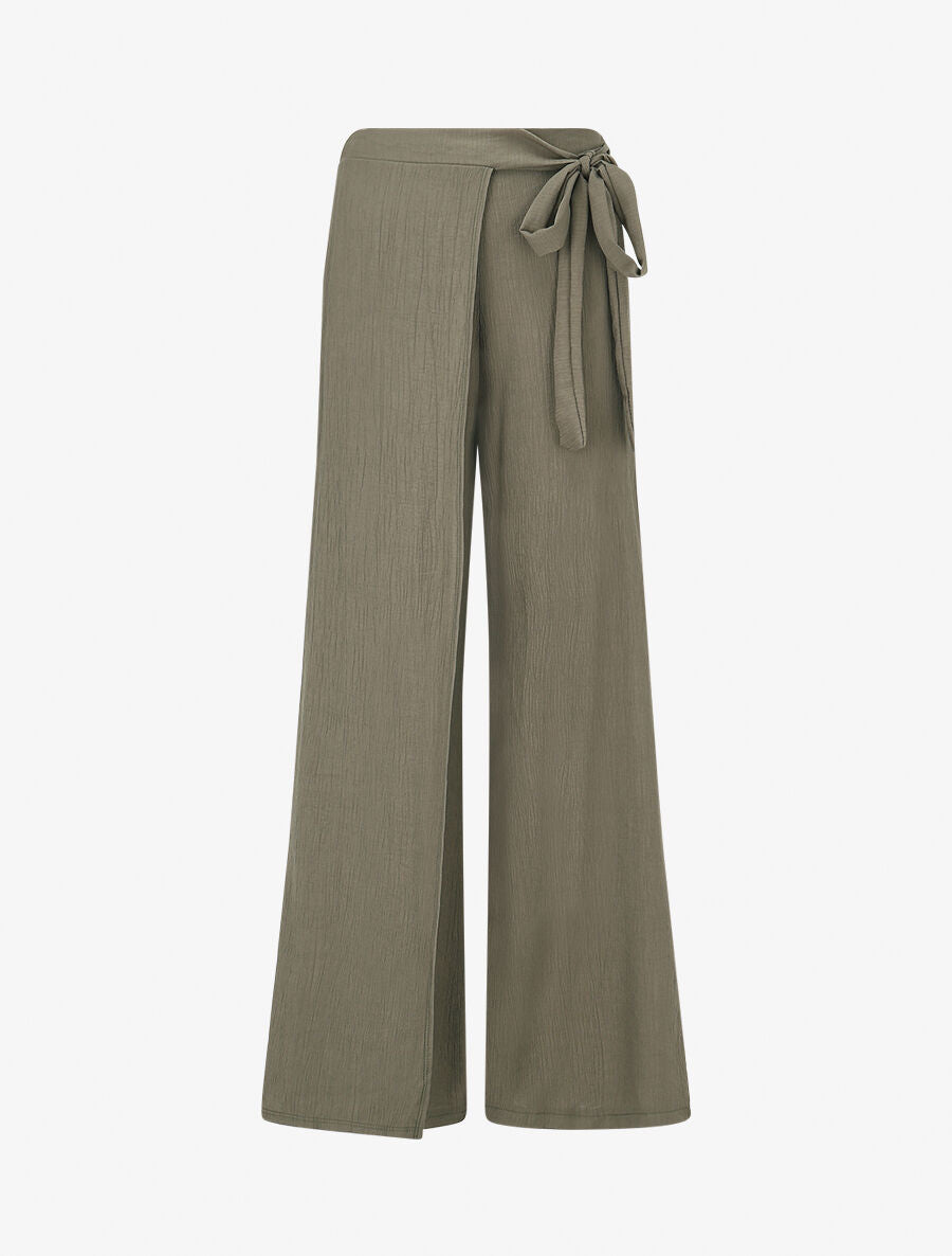 Pantalon texturé à pans - Kaki - 4
