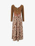 Robe évasée à jupe imprimée - Marron - 4