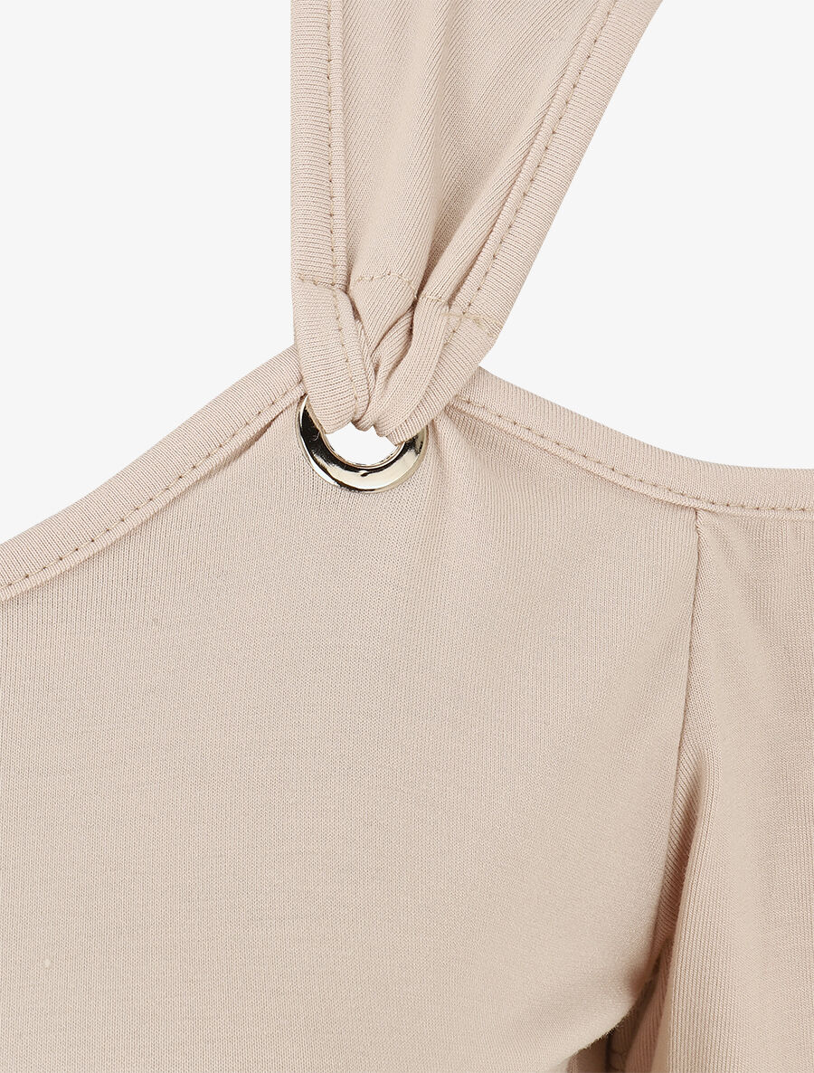Top manches courtes à épaules dénudées - Beige - 3