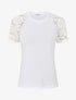 Top ajusté à manches courtes en dentelle - Blanc - 1