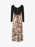 Robe évasée à jupe imprimé fleurs - Marron - 4