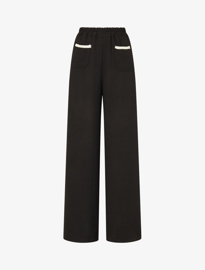 Pantalon fluide à poches stylisés - Noir - 4
