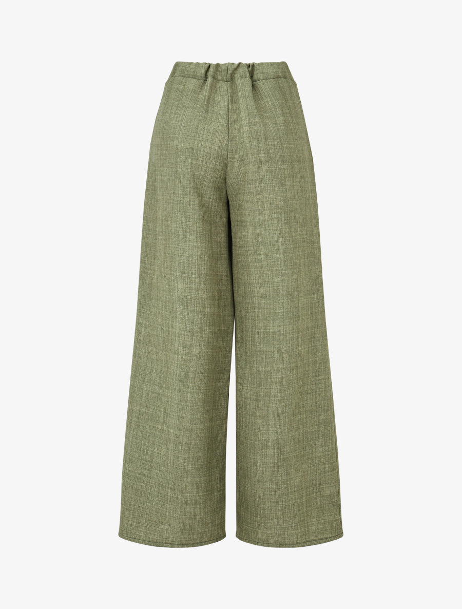 Pantalon élastiqué uni à poches plaquées - Kaki - 2