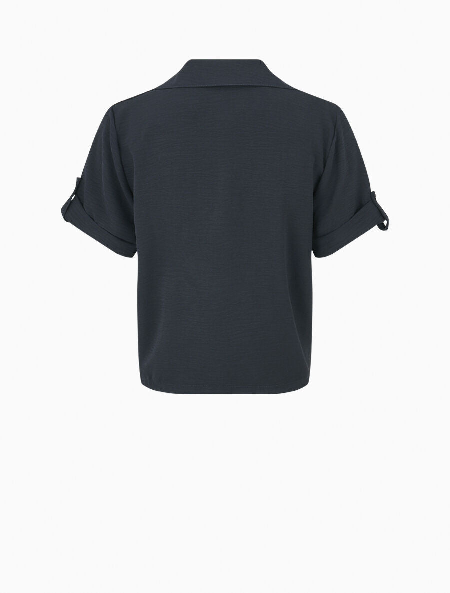 Chemise unie boutonnée - Marine - 2