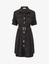 Robe mi-longue unie boutonnée - Noir - 1