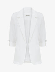 Blazer droit épaulettes et manches 3/4 - Blanc - 1