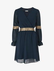 Robe patineuse à bandes irisées - Marine - 1