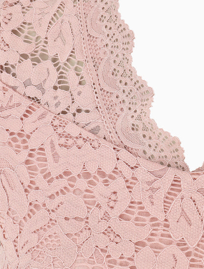 Top droit en dentelle col V - Rose - 3