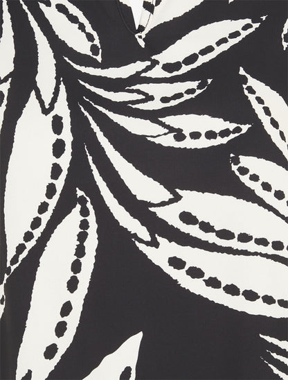 Top imprimé graphique à épaules volantées - Noir - 3
