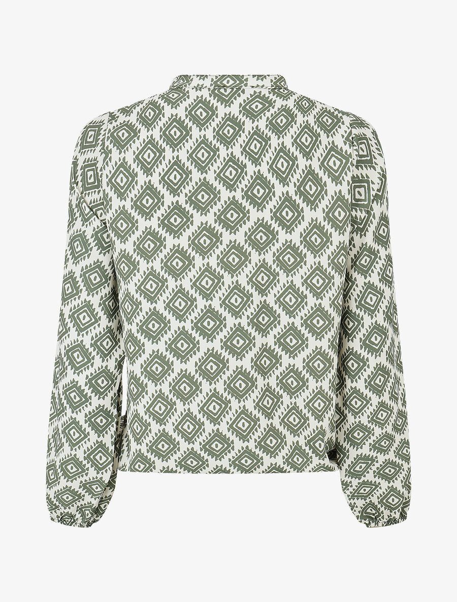 Blouse manches longues imprimé ikat - Kaki - 2