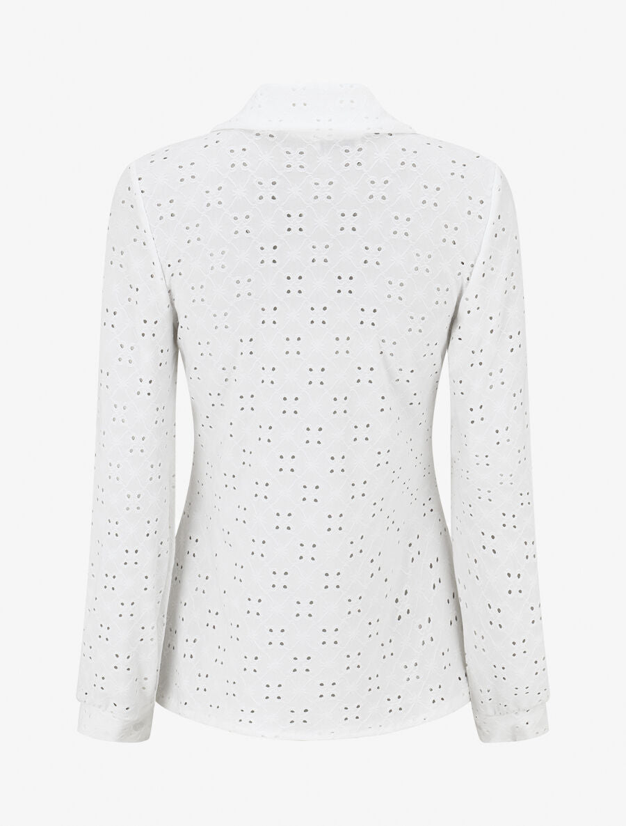Chemise ajourée à manches longues - Blanc - 2