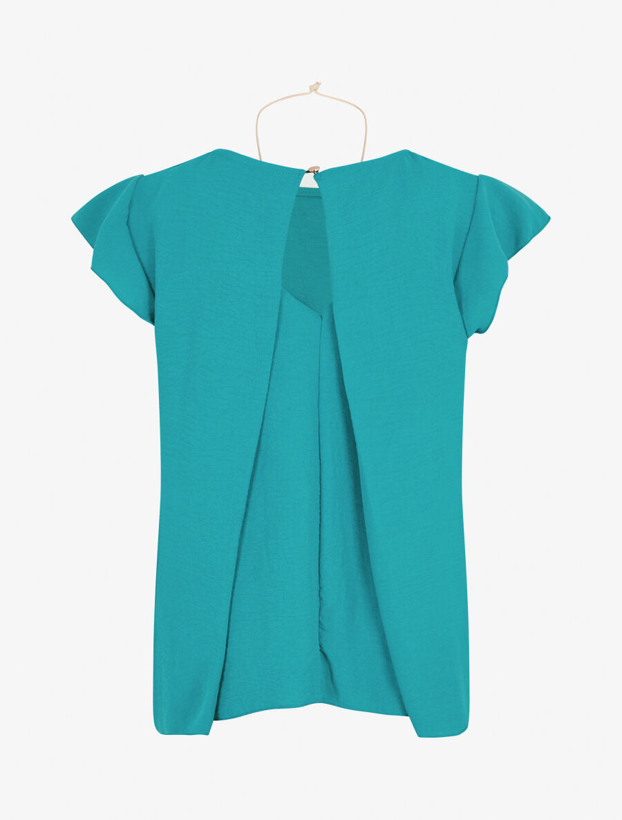 Top ample à dos effet drapé - Turquoise - 2