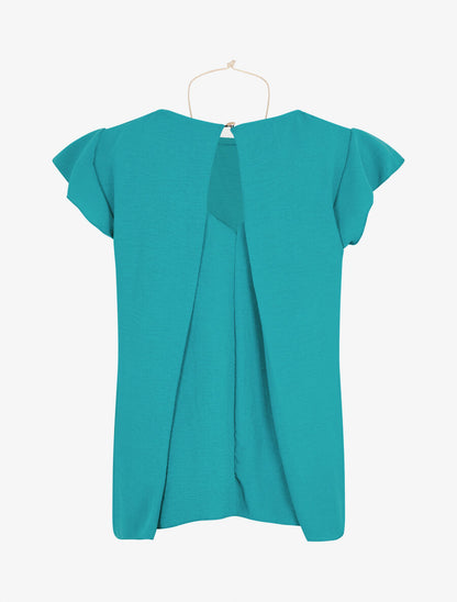 Top ample à dos effet drapé - Turquoise - 2