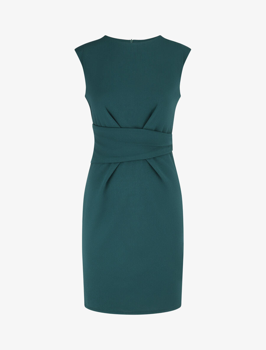 Robe ajustée à pans plissé - Vert - 5