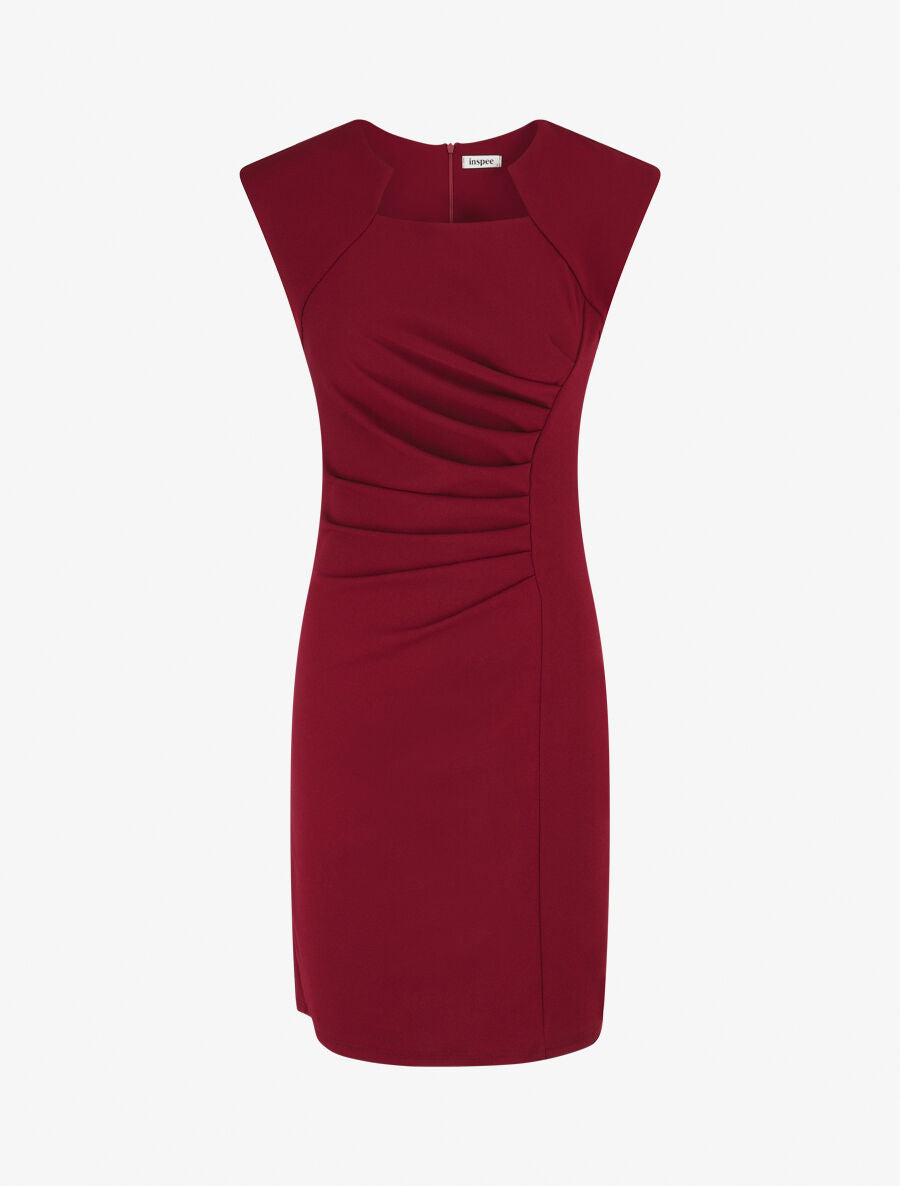 Robe moulante col à découpe stylisée - Lie de vin - 1