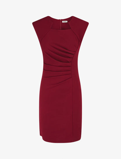 Robe moulante col à découpe stylisée - Lie de vin - 1