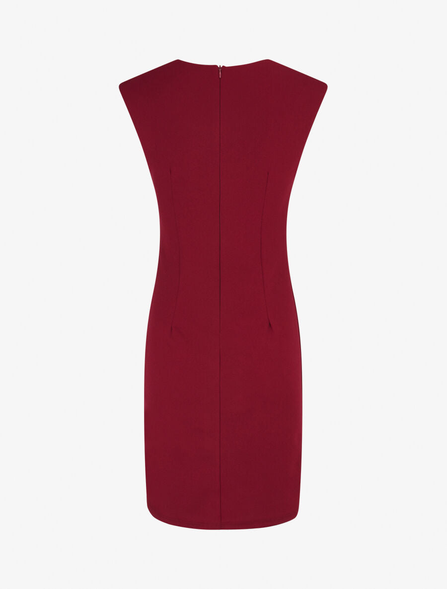 Robe moulante col à découpe stylisée - Lie de vin - 2
