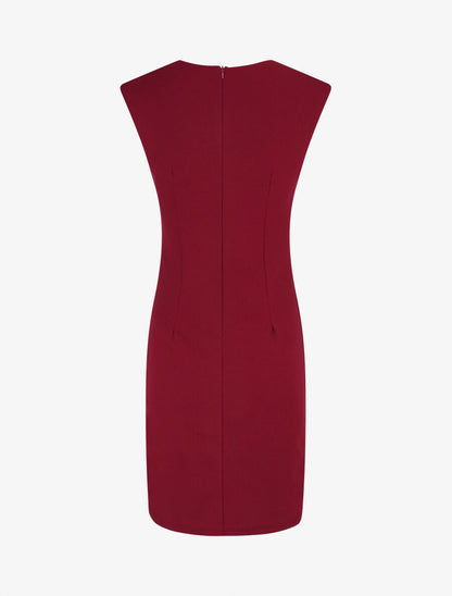 Robe moulante col à découpe stylisée - Lie de vin - 2