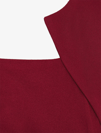 Robe moulante col à découpe stylisée - Lie de vin - 3